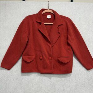 Cabi Jacket Womens XS Red Blazer Double Breasted Knit Cotton 4479 Button Pockets